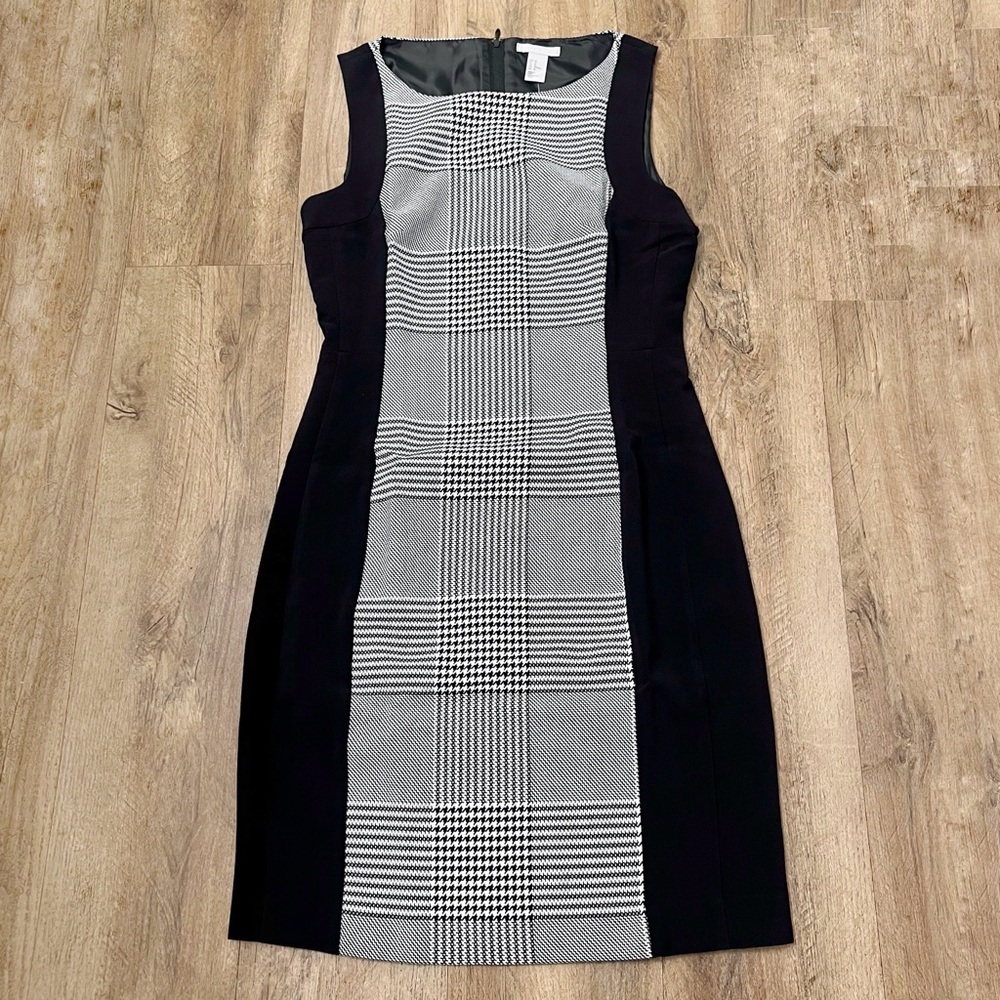 H&M Sheath Bodycon Dress Sleeveless Houndstooth Pattern Size 10